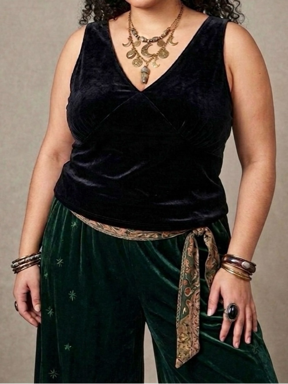 Josephine Chaus Velvet Babydoll Evening Tank Sz XL